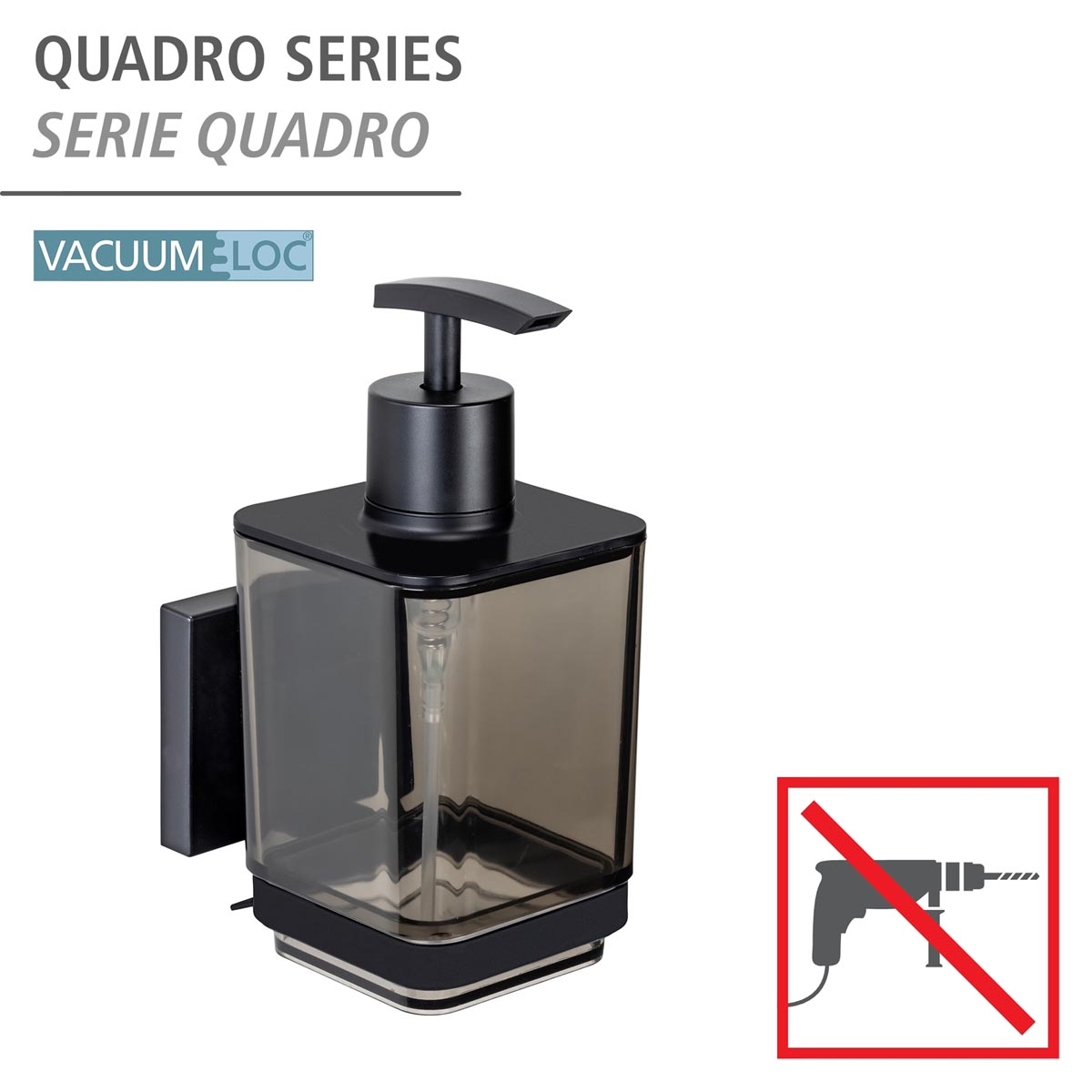 WENKO Vacuum-Loc® dávkovač mýdla Quadro, černý