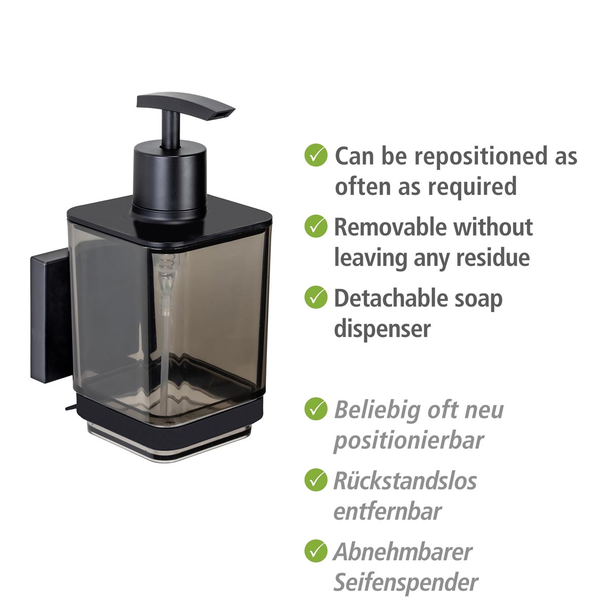 WENKO Vacuum-Loc® dávkovač mýdla Quadro, černý