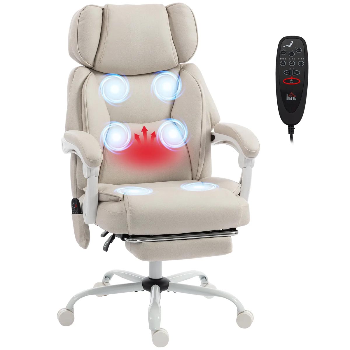 HOMCOM Ergonomické kancelářské křeslo, krémově bílá