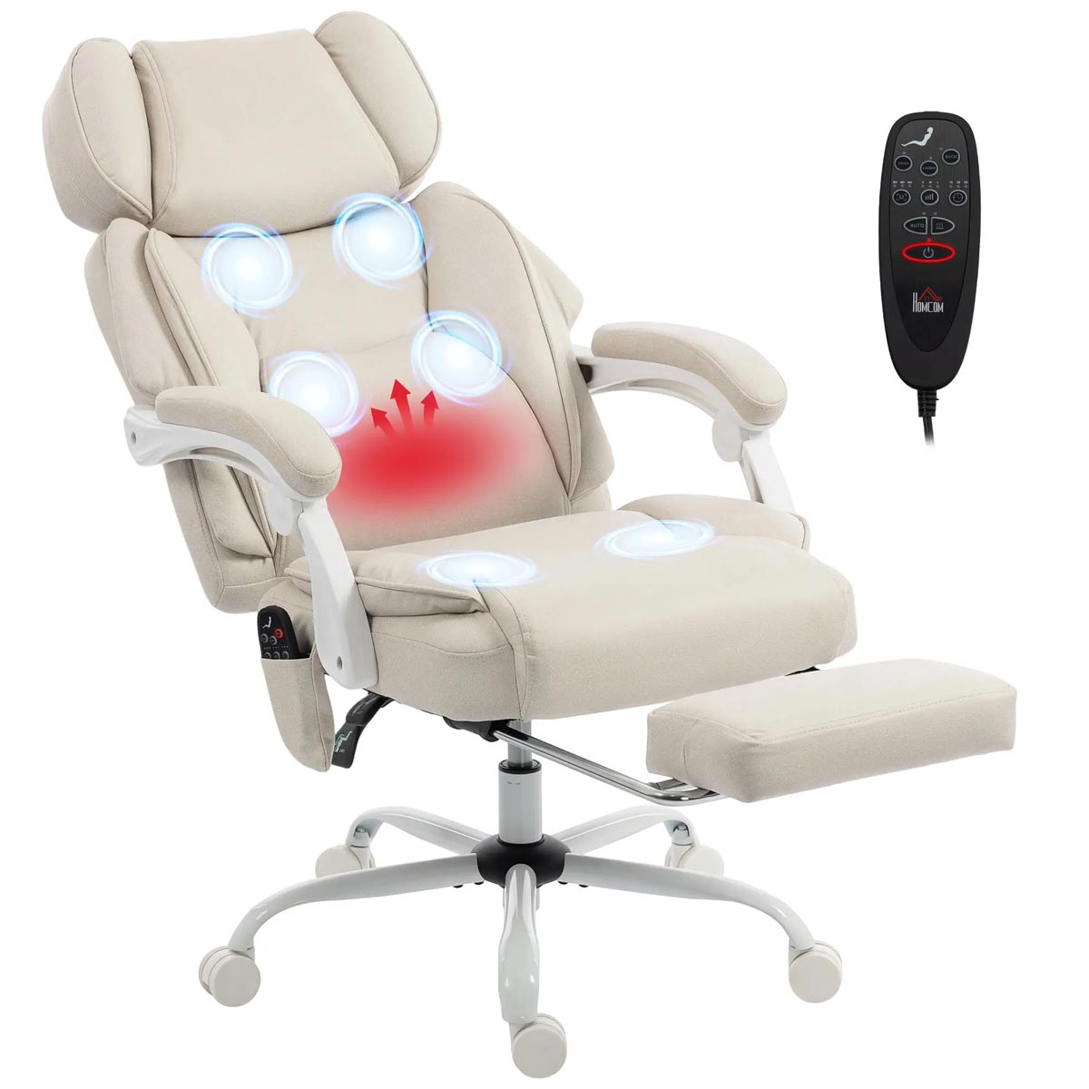HOMCOM Ergonomické kancelářské křeslo, krémově bílá