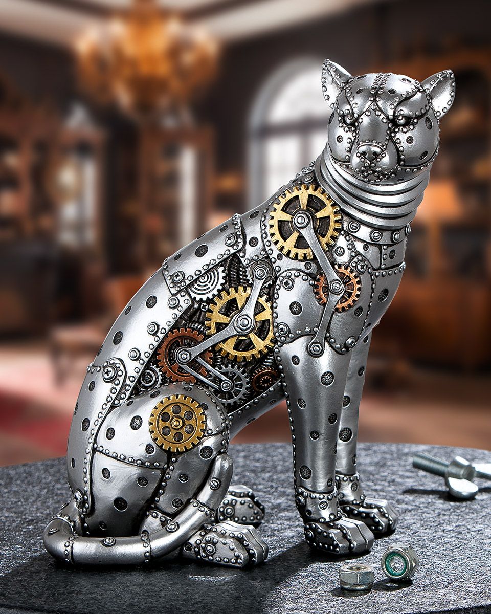 Fotografie produktu: Gilde Steampunk soška Leopard kovový, 25 cm