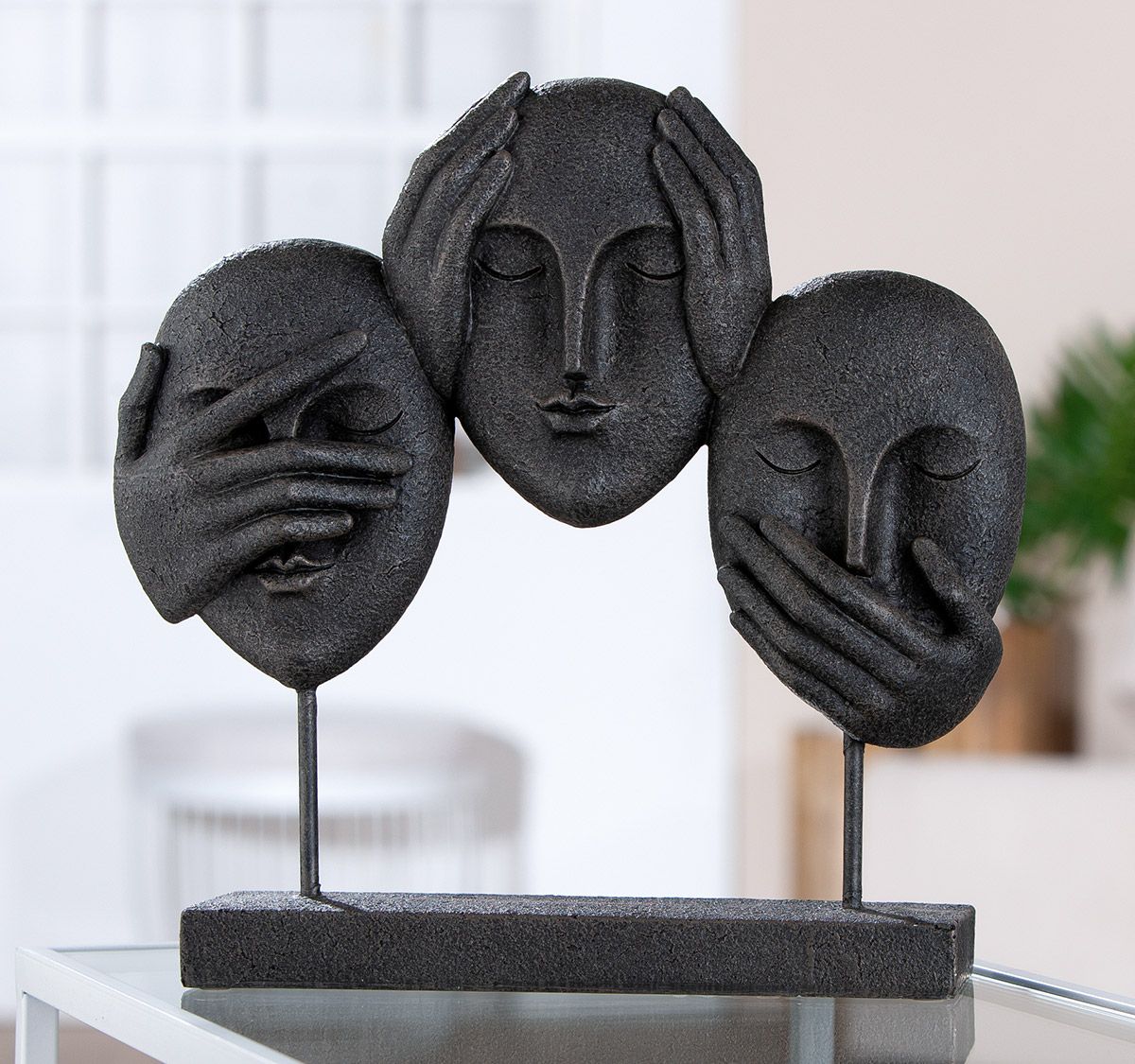 Fotografie produktu: Gilde Socha Obličej 3 faces s rukama, 30 cm
