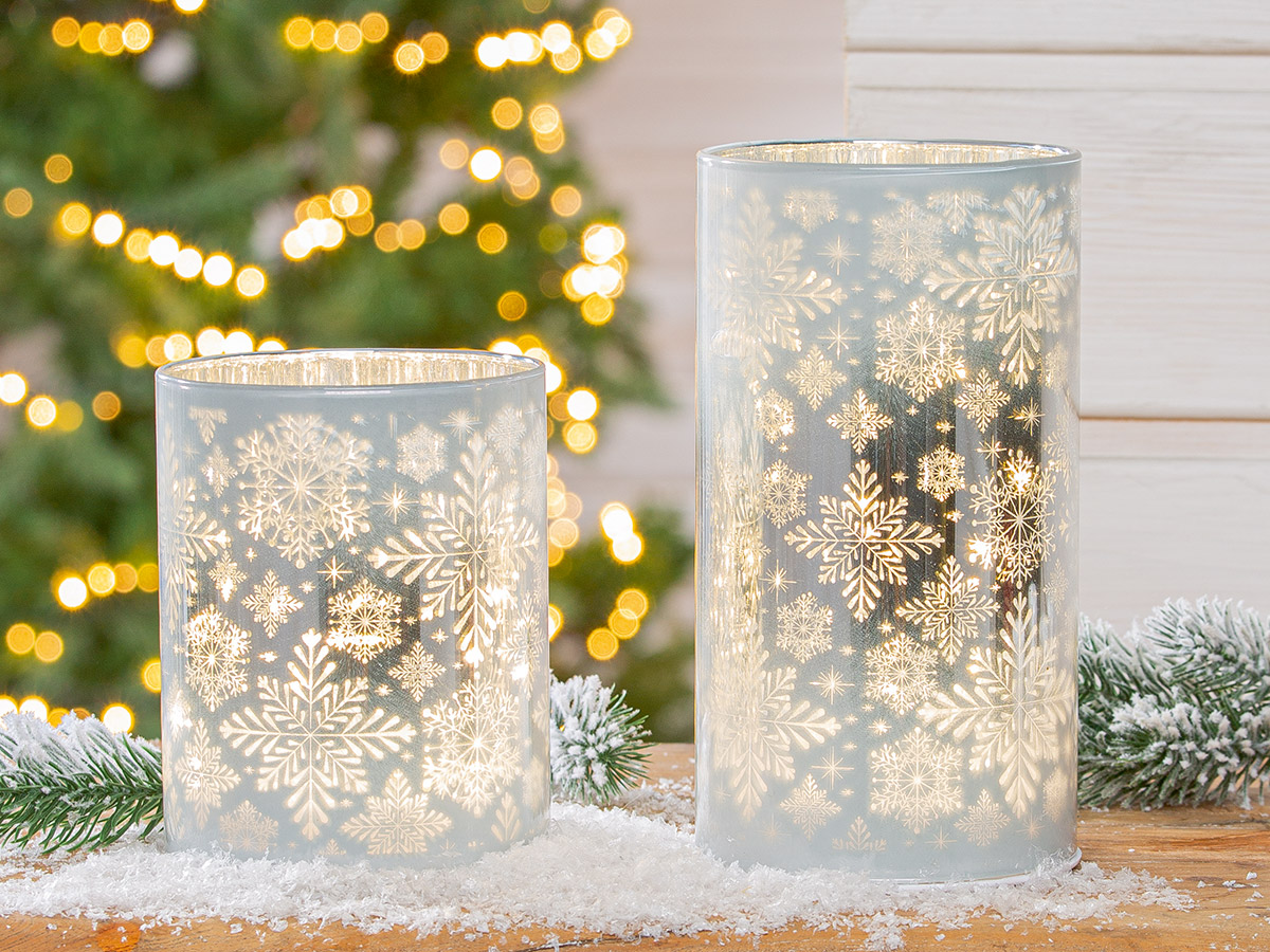 Fotografie produktu: Gilde Válcová LED lucerna Schneeflocke, 18 cm