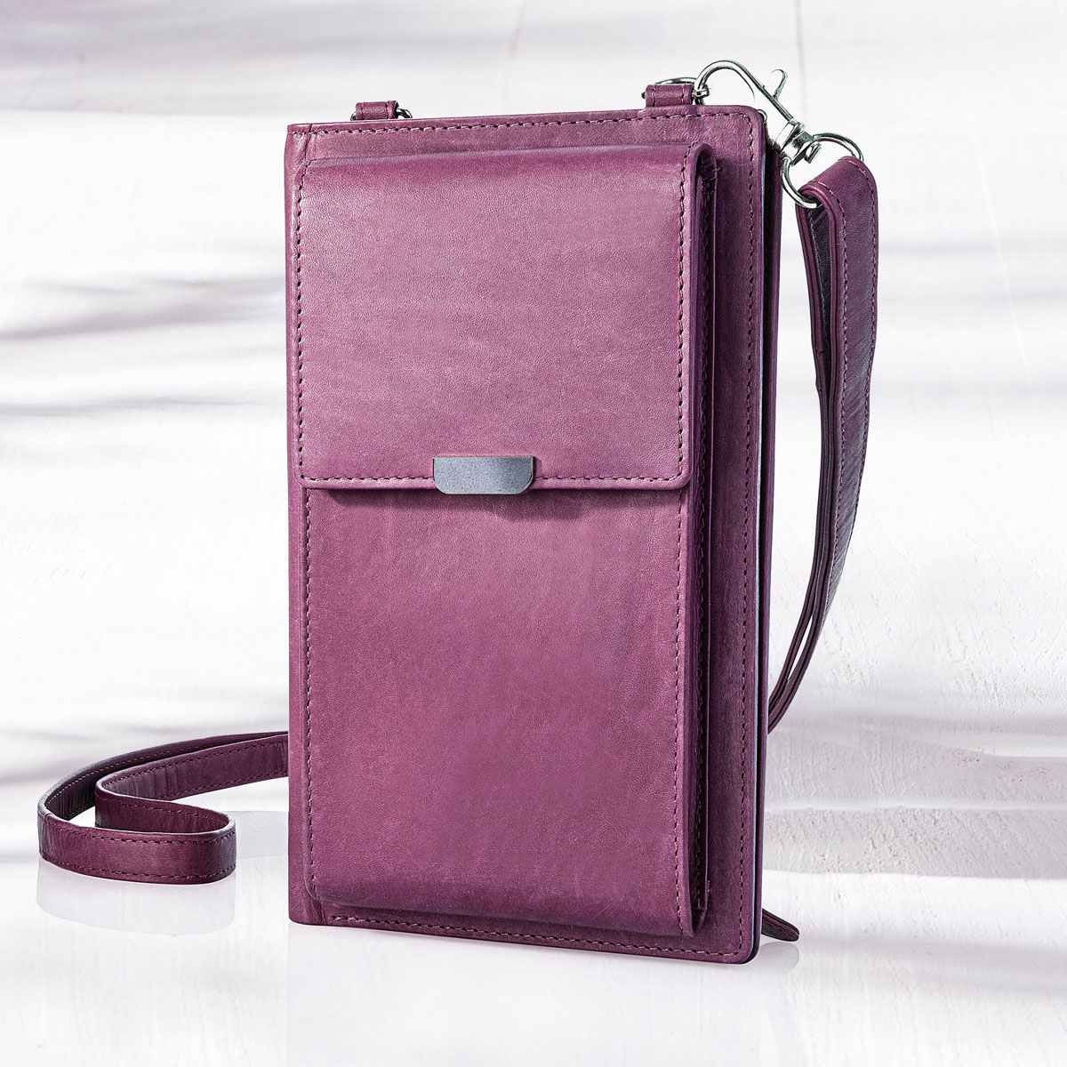 E-shop Weltbild Dámská kožená kabelka na mobil, fialová