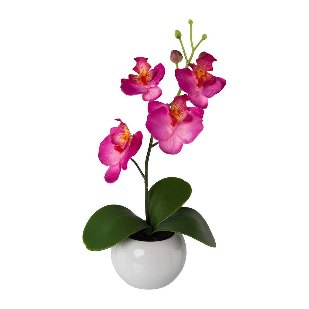 E-shop Gasper Umělá květina Orchidej v keramickém květináči, tmavě růžová, 21 cm