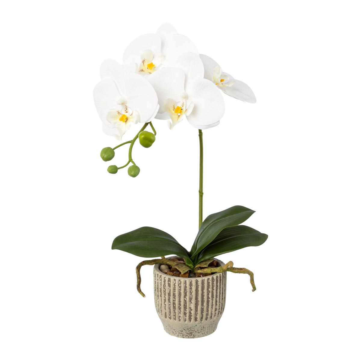 E-shop Gasper Umělá květina Orchidej v keramickém květináči 36 cm, bílá