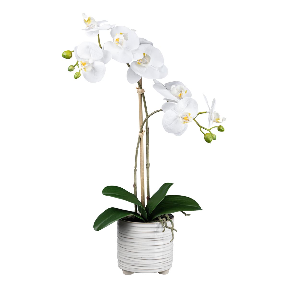 E-shop Gasper Umělá květina Orchidej v keramickém květináči, bílá, 50 cm