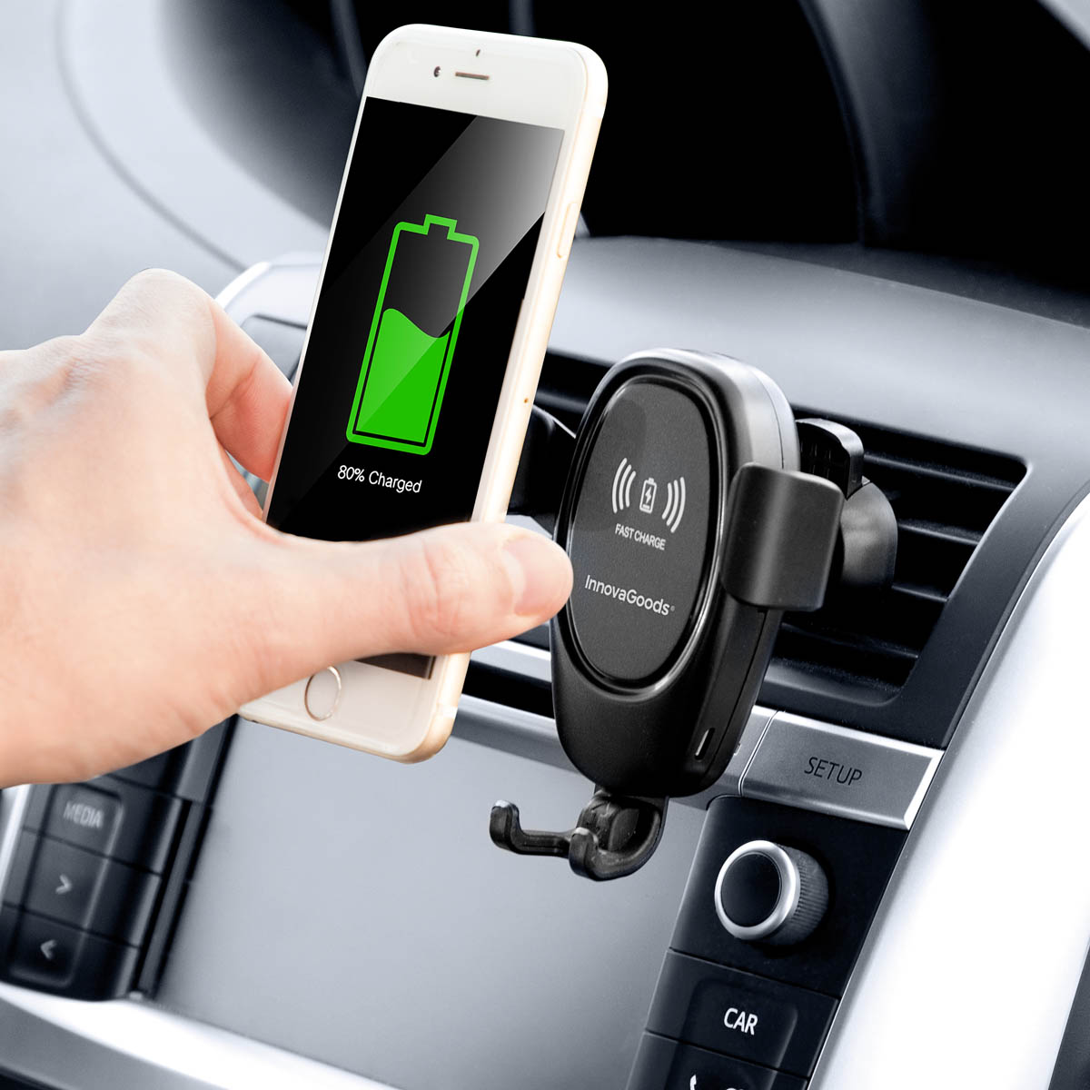 InnovaGoods Držák na mobil do auta s nabíjením Wolder