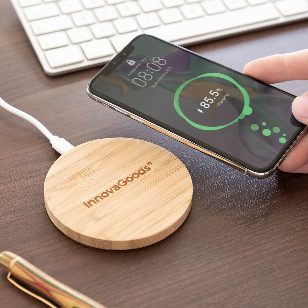 InnovaGoods Bezdrátová nabíječka Bamboo