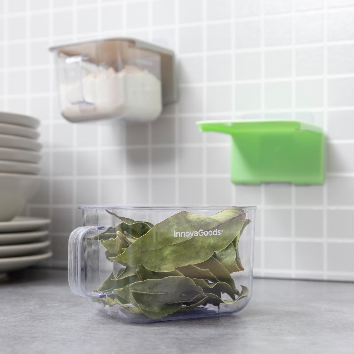 InnovaGoods Nástěnné kuchyňské dózy Handstore, sada 2 ks