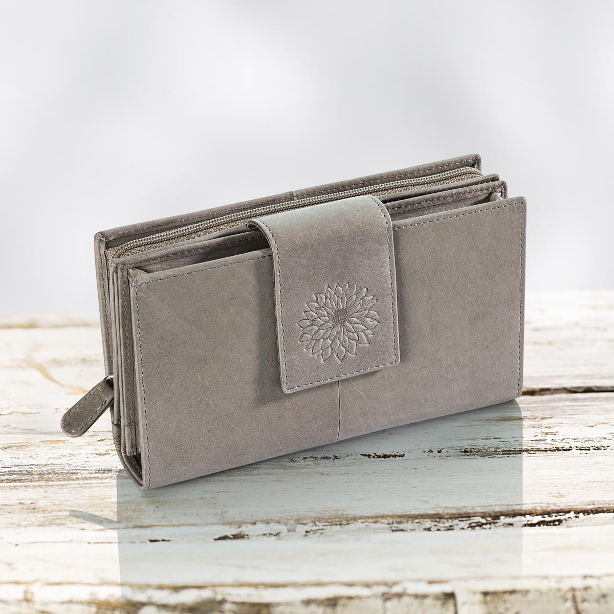 E-shop HJP Dámská peněženka kožená Dahlia, šedá
