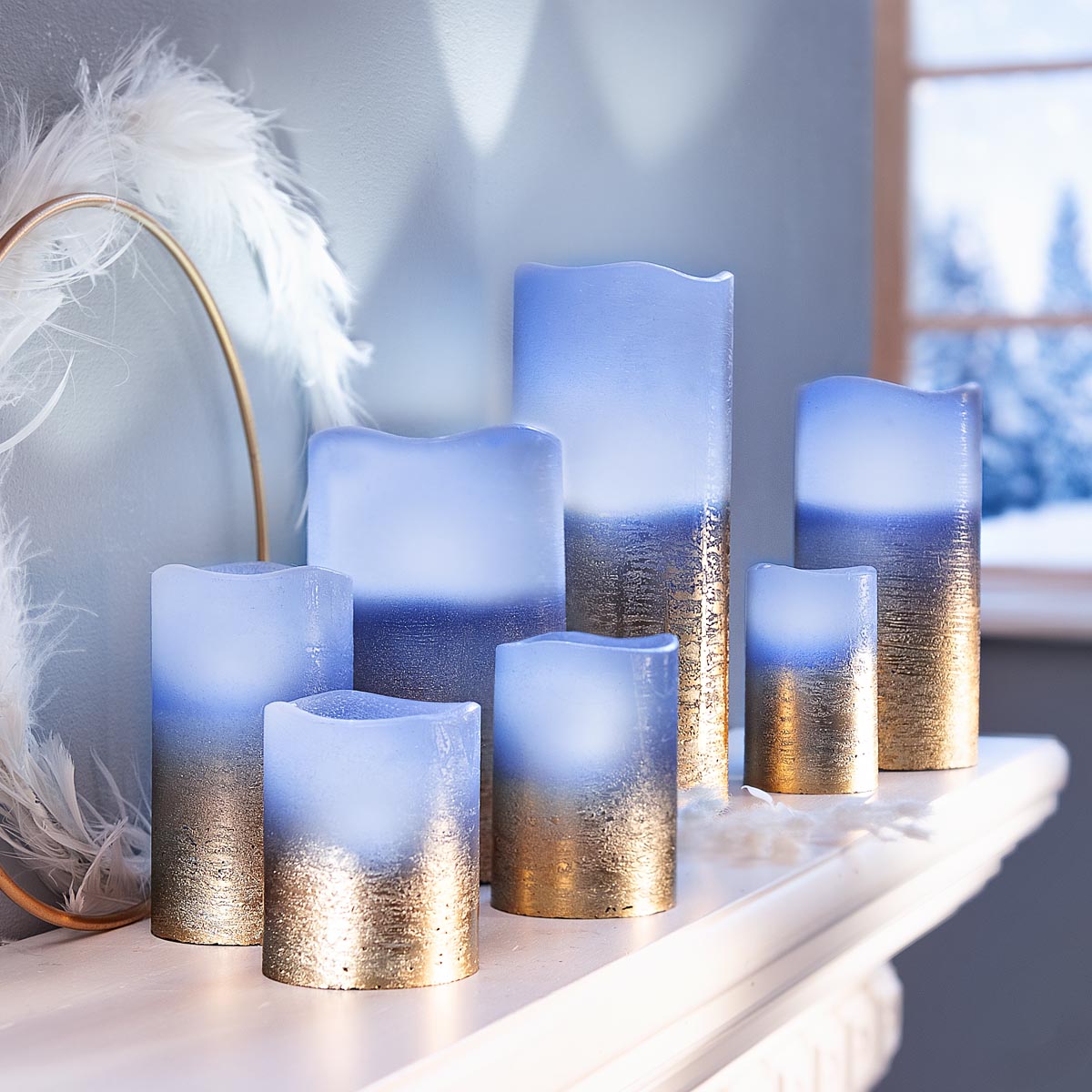 Weltbild LED Voskové svíčky Glamour, modré, sada 7 ks