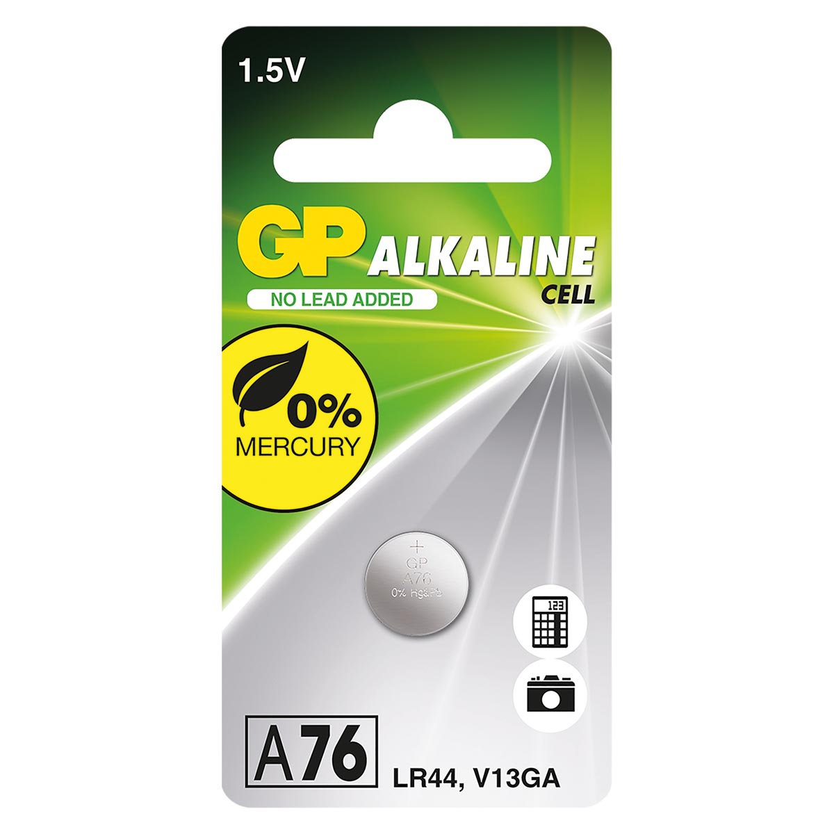 GP alkalická knoflíková baterie A76F (LR44)