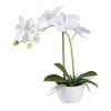 Umělá orchidej v bílém květináči, 33 cm, bílá