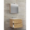 3dílná umyvadlová skříňka Badinos 2 zásuvky 60 cm se zrcadlem, dub medový