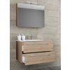 3dílná umyvadlová skříňka Badinos 2 zásuvky 80 cm se zrcadlem, dub Sonoma