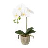 Umělá květina Orchidej v keramickém květináči 36 cm, bílá