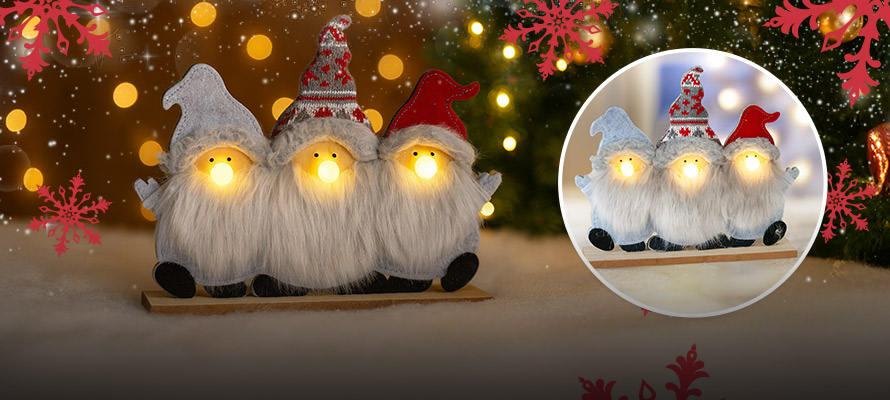 Dekoratívni škriatkovia so svietiacimi nosmi