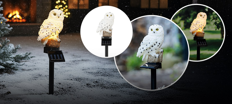 LED Solárny zápich Biela sova