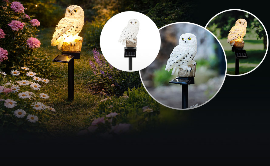 LED Solárny zápich Biela sova