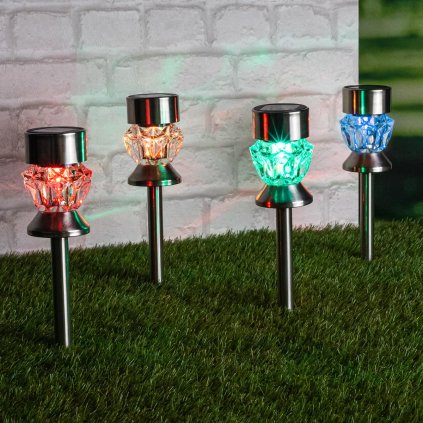 LED solárna lampa na zmenu farby, 4 ks