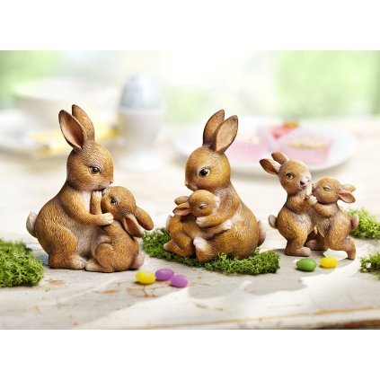 Dekoračné figúrky Zajačia rodinka, súprava 3 ks