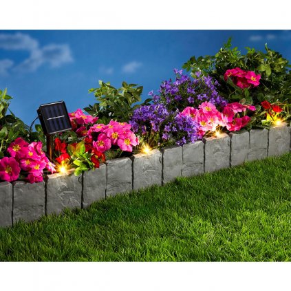 Záhradný plôtik s LED svetlom, sivý