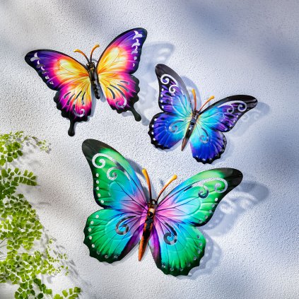 Nástenná dekorácia Motýle, súprava 3 ks