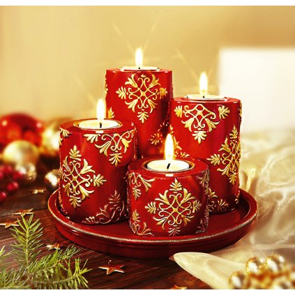 Tanier so sviečkami Vianočný sen, červený