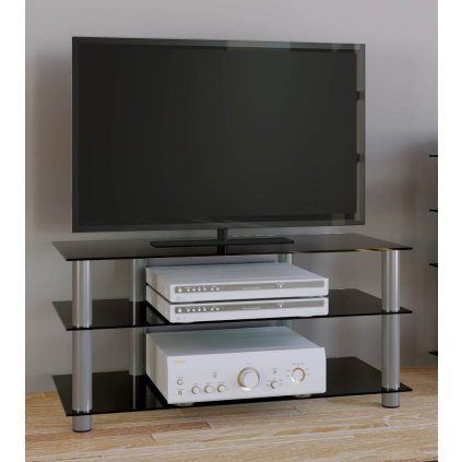 TV stolík Netasa, čierne sklo