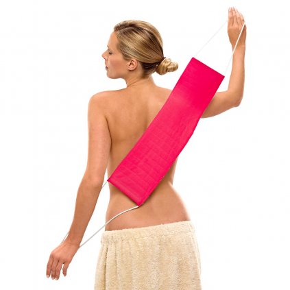 Masážny a peelingový pás na chrbát, ružový
