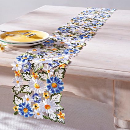 Kvetinový behúň na stôl Fleurs, 160 x 20 cm