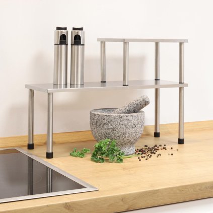 Kuchynská polica z nehrdzavejúcej ocele