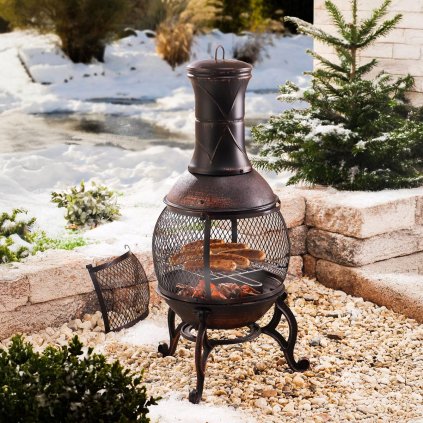 Záhradný liatinový krb s grilom