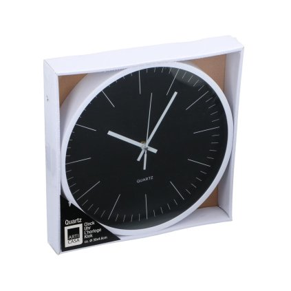 Nástenné hodiny, čierne, 30 cm