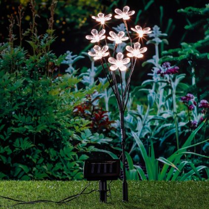 LED solárny záhradný kvetináč, biely