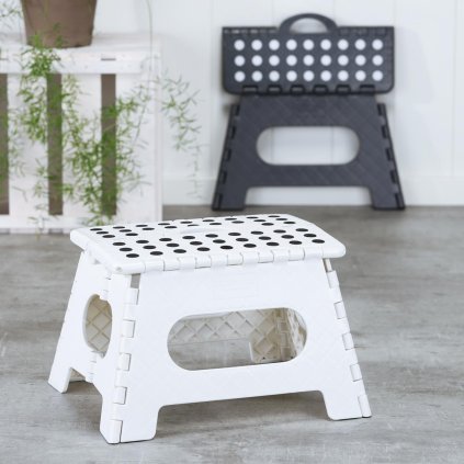 Plastová skladacia stolička, biela, nosnosť 150 kg