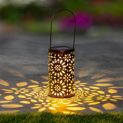LED solárny lampáš Zlatá žiara, 10 x 18 cm