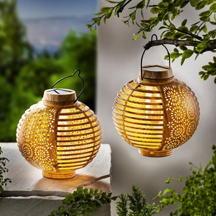 Solárny lampáš Bamboo Flame, 2 ks