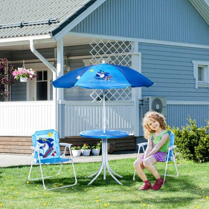 Detský záhradný nábytok Shark, 4-dielna súprava, modrá