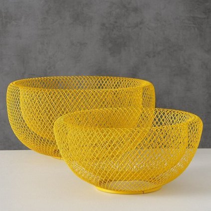 Dekoratívne drôtené košíky Seoul, žlté, sada 2 ks