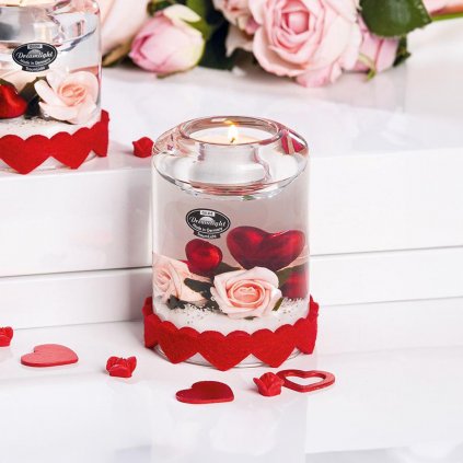Dekoratívny sklenený svietnik na čajovú sviečku Valentina, 7 x 10,5 cm