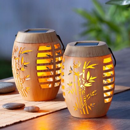 Solárna stolová lampa Bambus, 2 ks
