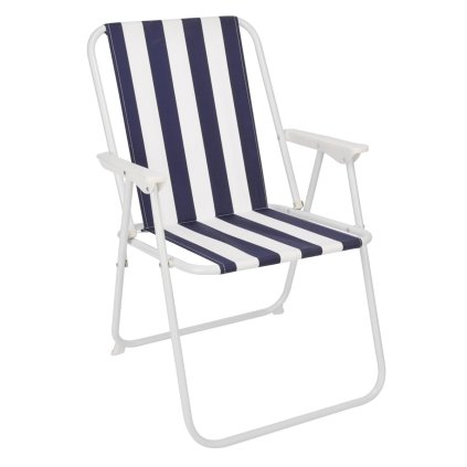 Skladacia záhradná stolička, modré a biele pruhy