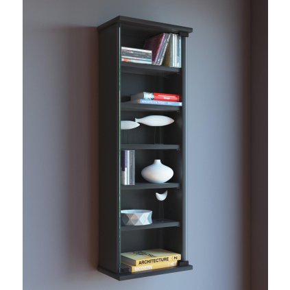 Nástenná vitrína Loposa na 150 CD, čierny