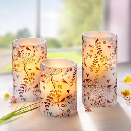 LED sviečky Dandelion, sada 3 ks