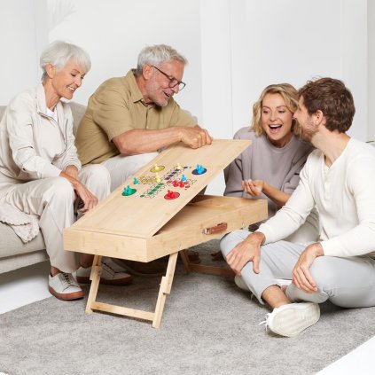 Bambusový stôl na puzzle a stolové hry 4v1