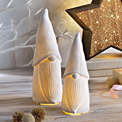 LED porcelánový Škriatkovia, súprava 2 ks