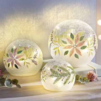 LED sklenené gule Winterflowers
