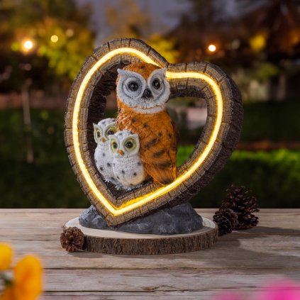 Solárna dekorácia Rodina sov